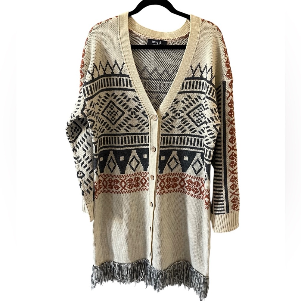 Women’s cardigan Blue B Collection long  cardigan Sz M boxDO